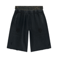 Unisex Vintage Wash Distressed Wide Leg Shorts
