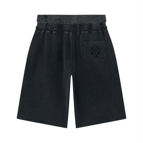 Unisex Vintage Wash Distressed Wide Leg Shorts