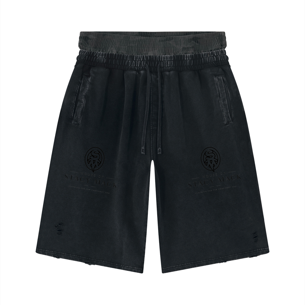 Unisex Vintage Wash Distressed Wide Leg Shorts