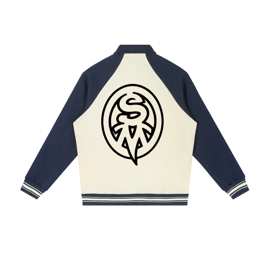 Contrast Raglan Sleeve Baseball Jacket