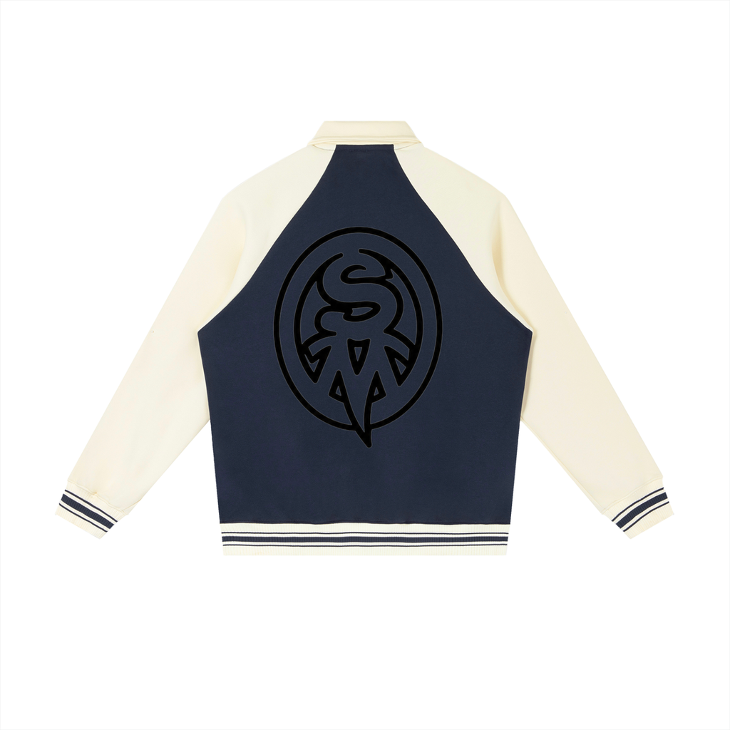 Contrast Raglan Sleeve Baseball Jacket
