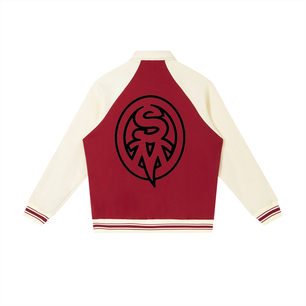 Contrast Raglan Sleeve Baseball Jacket